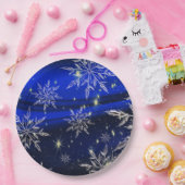 Assiettes En Carton Vacances blanches de neige de Noël bleu (Fête)