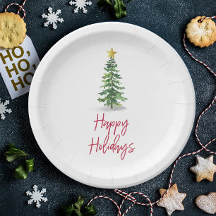 Assiettes En Carton Vacances de Noël Arbre à Pins d'Eau