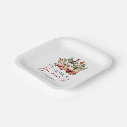 Assiettes En Carton Vacances de Noël pour manger et être heureux (Angulaire)