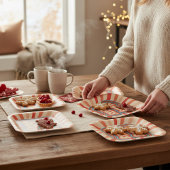 Assiettes En Carton Vacances de Noël rétro Holly Jolly Typographie