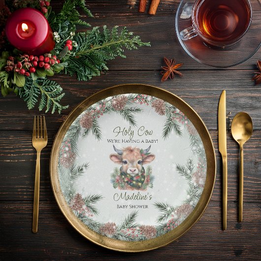 Assiettes En Carton Vacances d'hiver Highland Holy Cow Baby shower