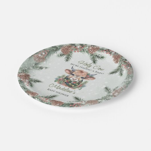 Assiettes En Carton Vacances d'hiver Highland Holy Cow Baby shower (Angle)