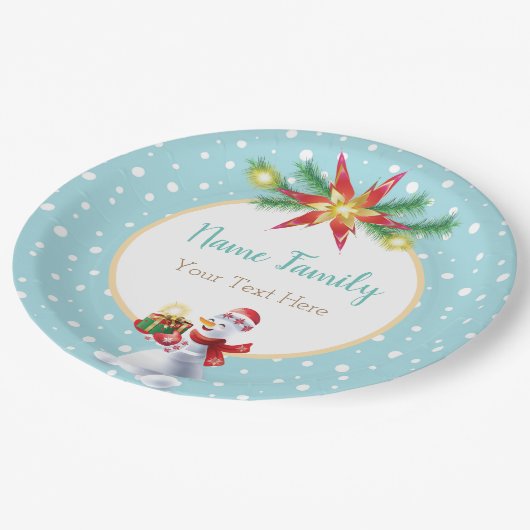 Assiettes En Carton Vacances d'hiver Noël et Nouvel An Snowman (Angle)