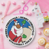 Assiettes En Carton Vacances Fun Noir Santa Claus équitation traîneau (Fête)