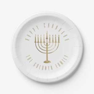 Assiettes En Carton Vacances heureuses de Chanukah Menorah