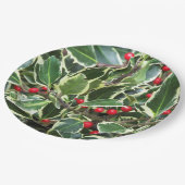 Assiettes En Carton Vacances Holly Feuille et Red Berries (Angle)