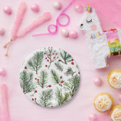 Assiettes En Carton Vacances Pine & Berries Rouge Design Woodland (Fête)