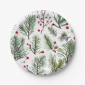 Assiettes En Carton Vacances Pine & Berries Rouge Design Woodland (Devant)