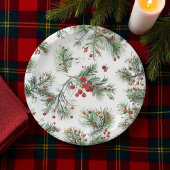 Assiettes En Carton Vacances Pine & Berries Rouge Design Woodland