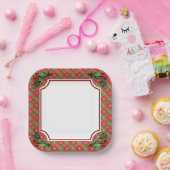 Assiettes En Carton Vacances Red Plaid avec Holly (Fête)
