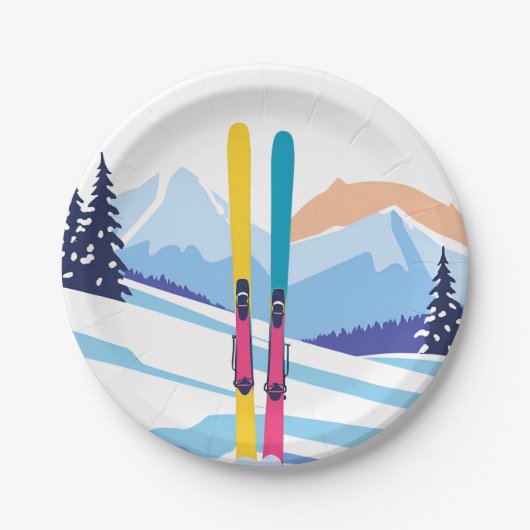 Assiettes En Carton Vacances ski (Devant)