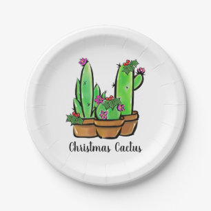 Assiettes En Carton Vacances sympa Xmas Cactus cactus cactus succulent