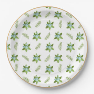 Assiettes En Carton Vacances vertes et baies Plaque de Noël