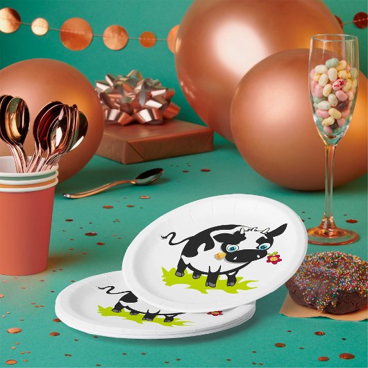 Assiettes En Carton Vache À Fleur