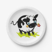 Assiettes En Carton Vache avec une fleur (Devant)