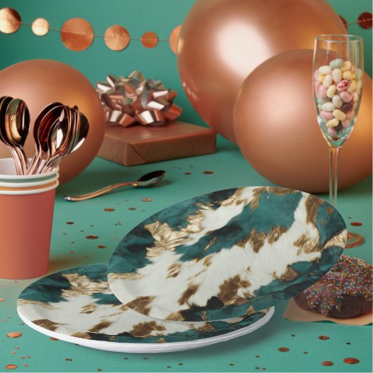 Assiettes En Carton Vache blanche de l'Ouest Emerald Gold (Multi)