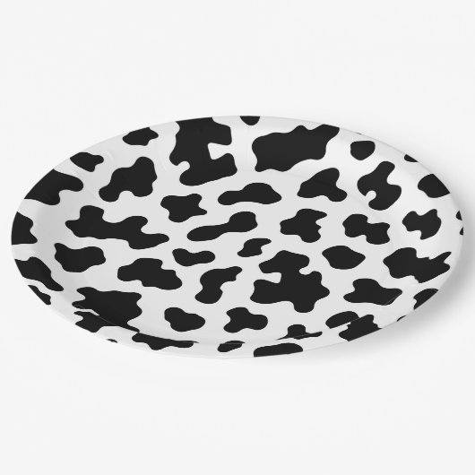 Assiettes En Carton Vache blanche et noire Imprimer Fête d'anniversair (Angle)