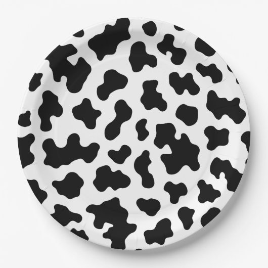 Assiettes En Carton Vache blanche et noire Imprimer Fête d'anniversair (Devant)