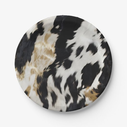 Assiettes En Carton Vache blanche noire (Devant)