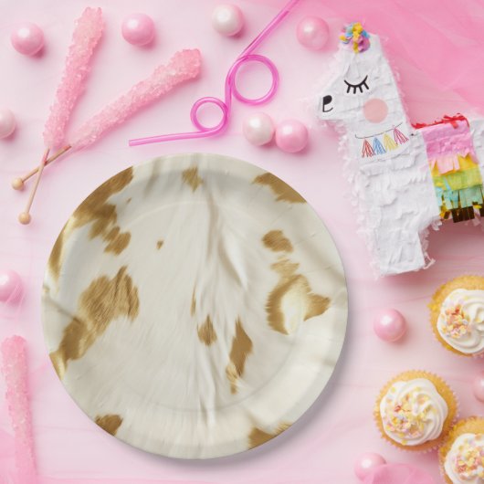 Assiettes En Carton Vache blanche or (Fête)