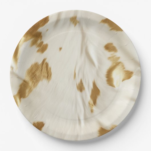 Assiettes En Carton Vache blanche or (Devant)