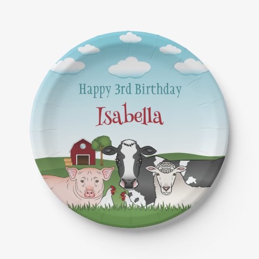 Assiettes En Carton Vache Cochon Mouton Poulets de ferme Animaux de fe (Devant)