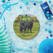 Assiettes En Carton Vache d'Angus noir et veau mou en pâturage d'été (Fête)