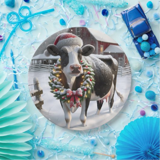 Assiettes En Carton Vache De Noël À Barnyard (Fête)