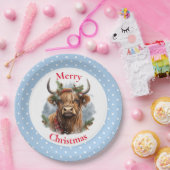 Assiettes En Carton Vache de Noël Blue Highlander (Fête)
