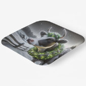 Assiettes En Carton Vache de Noël Holstein avec une couronne brillante (Angulaire)