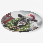 Assiettes En Carton Vache de Noël portant une couronne (Angle)