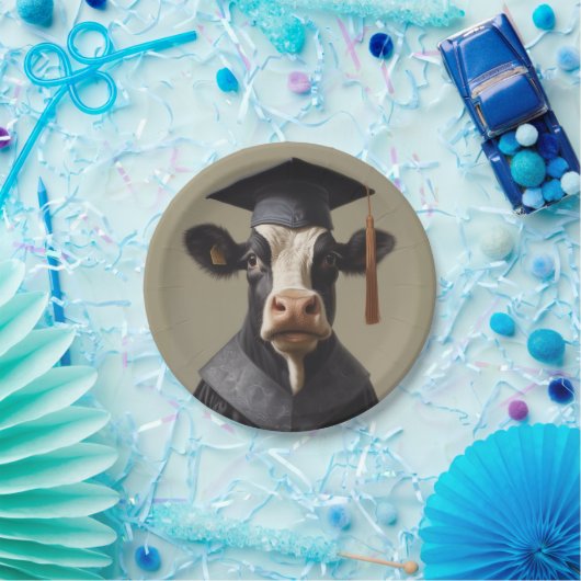 Assiettes En Carton Vache diplômée (Fête)