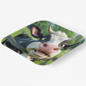 Assiettes En Carton Vache en dessin au-dessus d'une clôture (Angulaire)