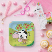 Assiettes En Carton Vache Et Veau (Fête)