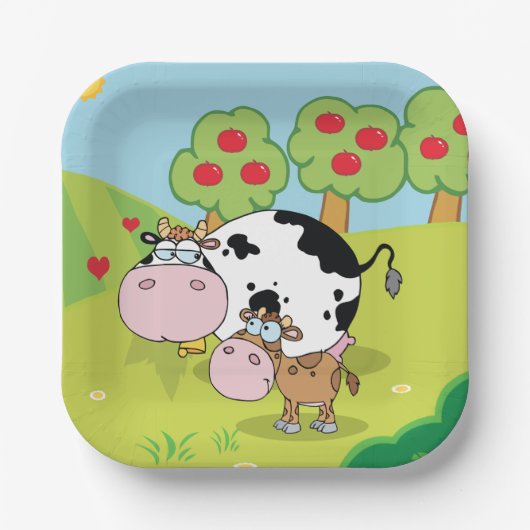 Assiettes En Carton Vache Et Veau (Recto)