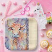 Assiettes En Carton Vache ferme pourpre (Fête)