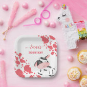 Assiettes En Carton Vache fête table rose vache motif personnalisé (Fête)