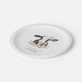 Assiettes En Carton Vache florale rose Imprimer Anniversaire (Angle)