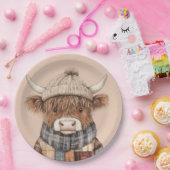 Assiettes En Carton Vache Highland mignonne en Crème Boho Casquette (Fête)