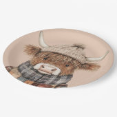 Assiettes En Carton Vache Highland mignonne en Crème Boho Casquette (Angle)