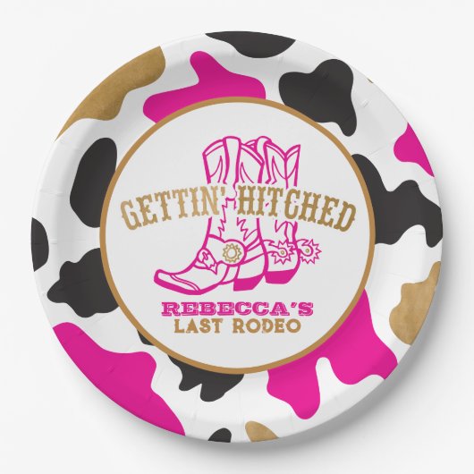 Assiettes En Carton Vache Imprimer Dernier Rodéo Bachelorette Plaques  (Devant)