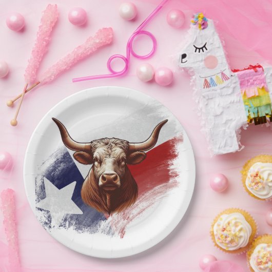 Assiettes En Carton Vache longhorne du Texas (Fête)