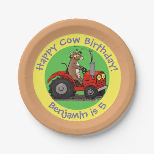 Assiettes En Carton Vache mignonne équitation tracteur anniversaire pe