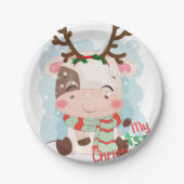 Assiettes En Carton Vache Mon 1er Noël (Devant)