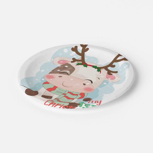 Assiettes En Carton Vache Mon 1er Noël (Angle)