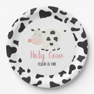 Assiettes En Carton Vache sacrée Anniversaire Imprimé Vache Rose Daisy