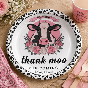 Assiettes En Carton Vache sacrée, j'ai un an Cowgirl 1ère fête d'anniv