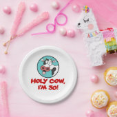 Assiettes En Carton Vache sainte J'ai 30 ans, vache caricaturiste amus (Fête)