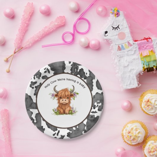 Assiettes En Carton Vache sainte Nous avons un bébé (Fête)