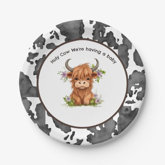 Assiettes En Carton Vache sainte Nous avons un bébé (Devant)